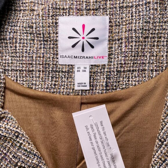 ISAAC MIZRAHI LIVE! Boucle Tweed Bomber Jacket NWT Size 3XL - Picture 3 of 8
